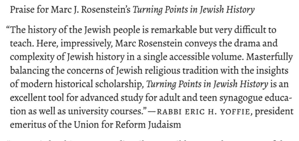A review excerpt of Turning Points in Jewish History